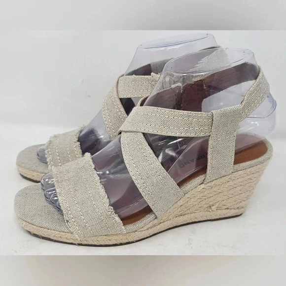 Lucky Brand Maeli Espadrille Wedge Sandal Khaki Beige Size 6 - Picture 1 of 16